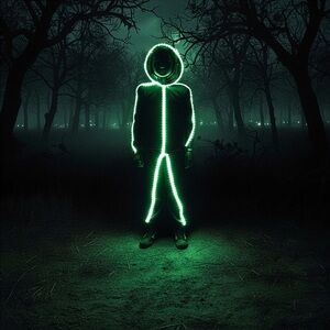 Glowy Zoey green stick man costume